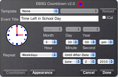 Back of the Widget (Countdown)